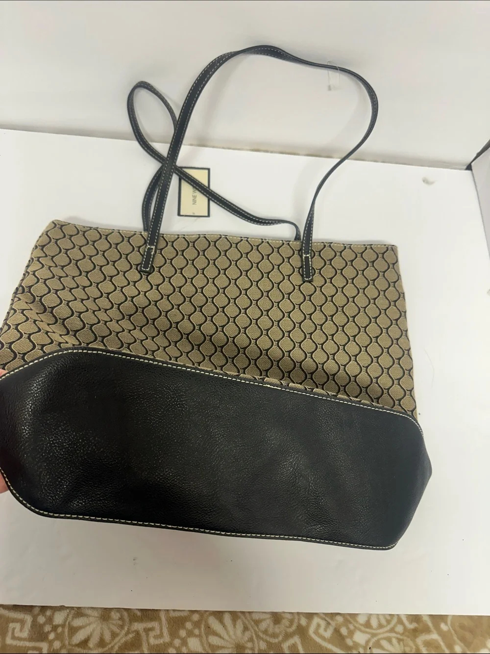 Nine West Tan and Black Geometric Tote